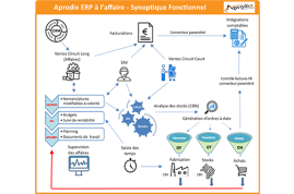 Synoptique fonctionnel des Flux Aprodix autour de la gestion par affaire